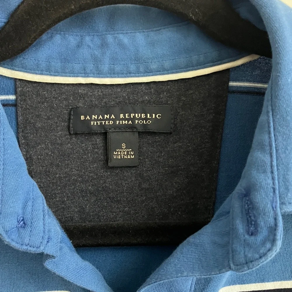 Banana Republic Striped Blue Polo